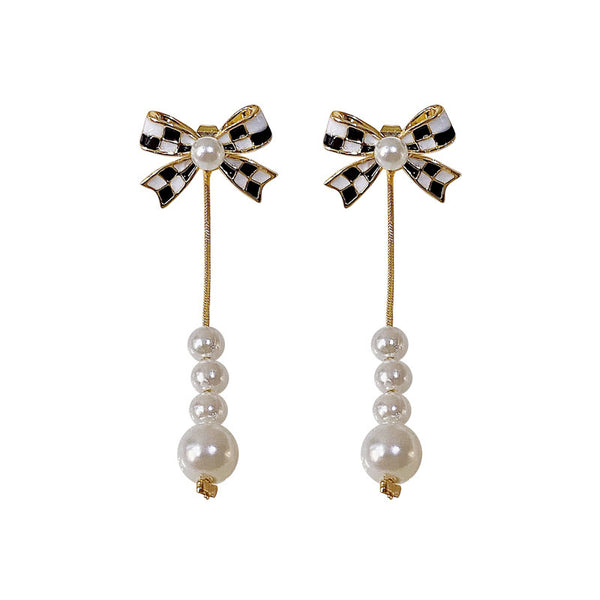 Aretes de Perla con Moño Elegante para Mujer - Image 4