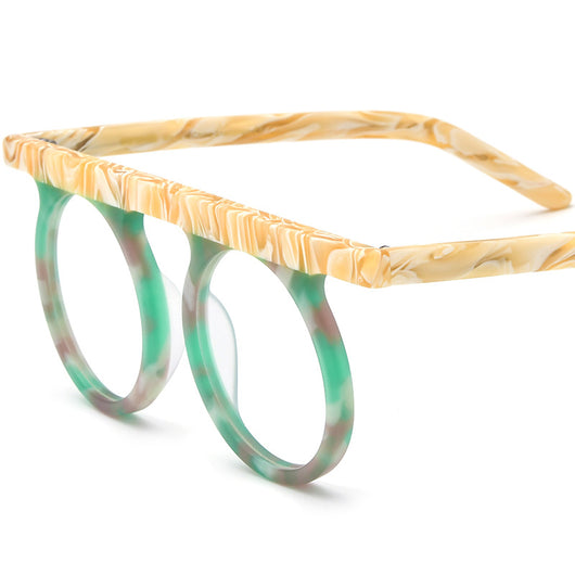 Lentes Marco Redondo Patchwork Multicolor con Cristales Esmerilados - Image 7