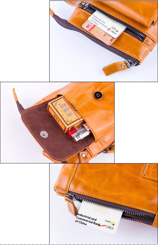 Bolsa de Cuero para Hombre Multifuncional con Compartimentos - Bandolera Deportiva - Image 16