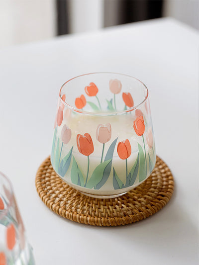 Vaso de Agua en Vidrio con Diseño de Tulipanes - Image 4