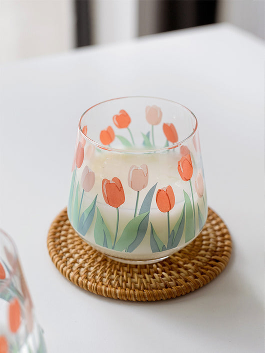 Vaso de Agua en Vidrio con Diseño de Tulipanes - Image 4