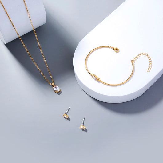 Conjunto de Joyería Cobre con Circonitas: Collar, Aretes y Pulsera - Image 8
