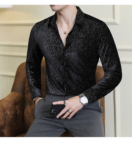 Camisa Slim Fit Brillante para Hombre - Estilo Personalidad - Image 26