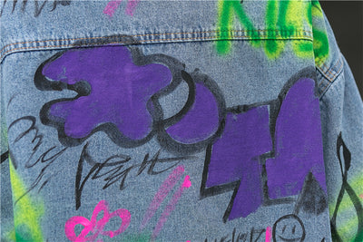 Chaqueta Denim Oversized con Estampado Grafiti para Mujer - Image 5