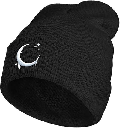 Gorro de Lana Tejido con Diseño de Luna y Estrellas para Otoño Invierno - Image 4