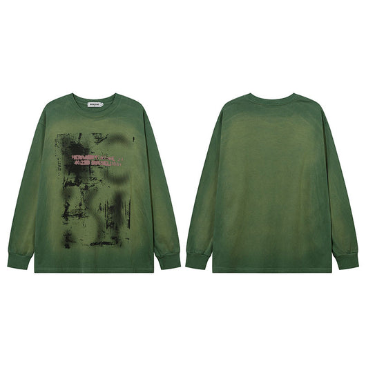 Camiseta Vintage Tie-Dye Desgastada de Manga Larga - Image 5