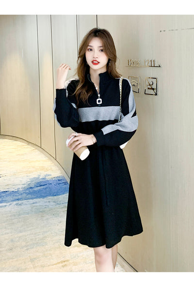 Vestido Tejido Slim con Contraste de Colores - Elegancia y Comodidad - Image 11