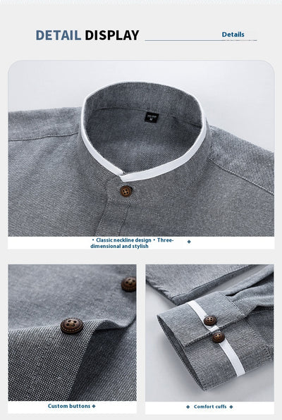 Camisa de Cuello Mao Manga Corta para Hombre - Image 8
