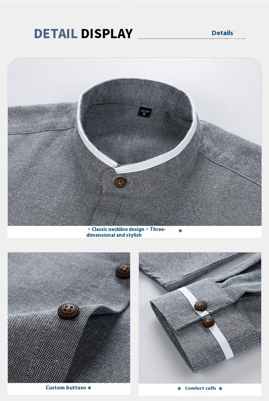 Camisa de Cuello Mao Manga Corta para Hombre - Image 8