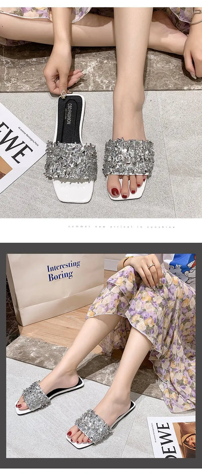 Sandalias de Playa Plus Size con Strass para Mujer - Image 9