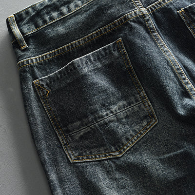 Pantalones Denim Azul Retro Efecto Desgastado para Hombre - Image 4
