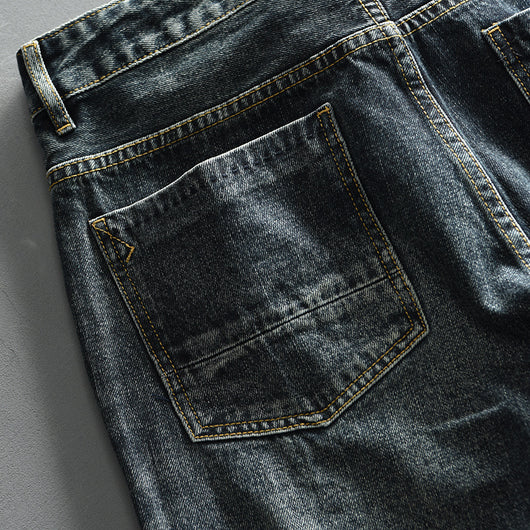 Pantalones Denim Azul Retro Efecto Desgastado para Hombre - Image 4