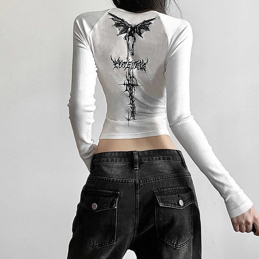 Blusa Ajustada de Manga Larga con Estampado Atrevido para Mujer - Image 10