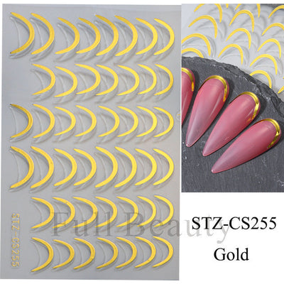 Pegatinas de Uñas Francesas con Líneas Metalizadas Bronce - Image 14