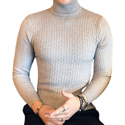 Suéter Cuello Alto Trenzado Hombre - Diseño Liso y Versátil - Image 5