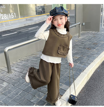 Conjunto de Tres Piezas: Chaleco Stringy Selvedge Fashionable para Niñas - Image 23
