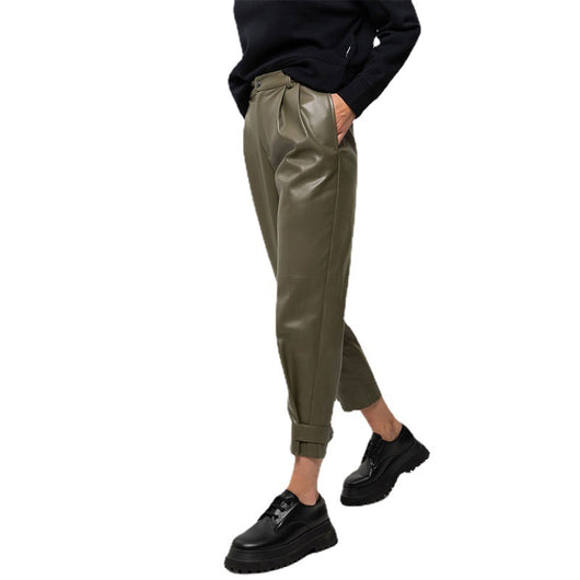 Pantalones Cortos de Cuero PU Ajustados de Cintura Alta - Image 5