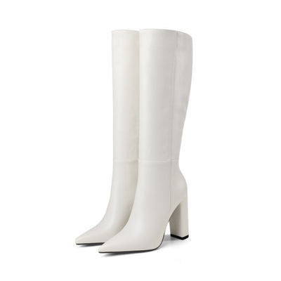 Botas Altas de Tacón Grueso Punta Afilada para Otoño e Invierno - Image 39