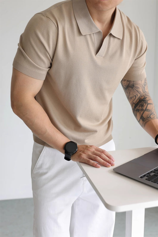 Suéter Tipo Polo de Seda Helada para Hombre - Diseño Sofisticado y Fresco - Image 15