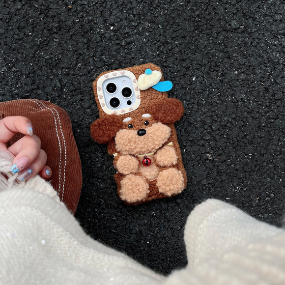 Nueva Funda de Peluche de Poodle para Teléfono