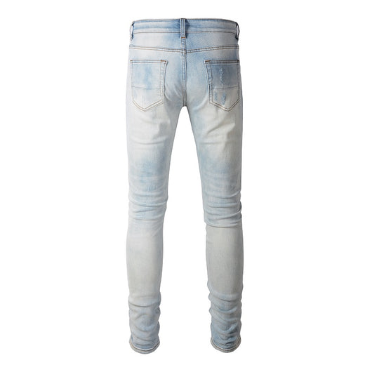 Jeans Azul Cielo Desgastado con Roturas Vintage para Hombre - Image 5