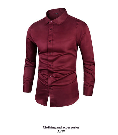 Camisa de Negocios Manga Larga Talla Grande Cuello Solapa Color Sólido para Hombre - Image 33