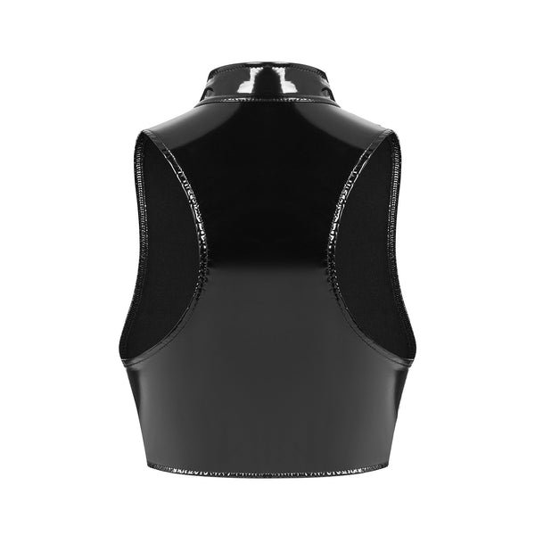 Chaleco de Cuero Brillante Espejo para Mujer