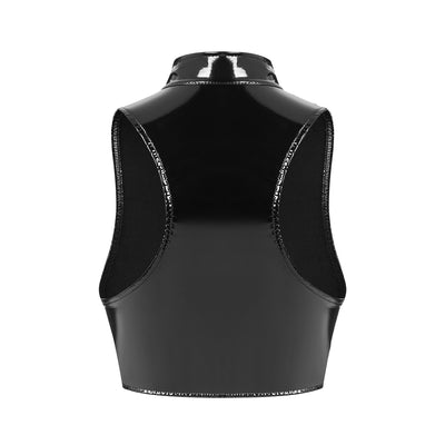 Chaleco de Cuero Brillante Espejo para Mujer - Image 2