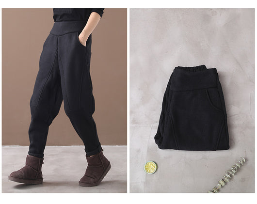 Pantalón Harem de Punto Lana Suelta Versátil - Image 20