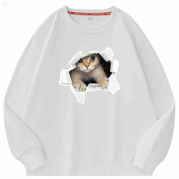 Playera Suelta de Cuello Redondo para Parejas - Algodón 100% Manga Larga