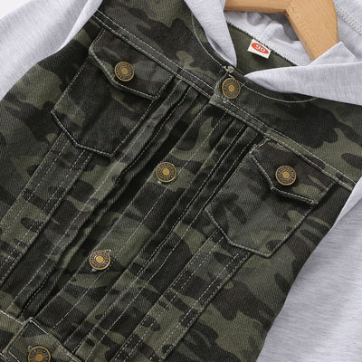 Chaqueta Denim Raglan con Capucha Estilo Europeo y Americano para Niño - Image 11