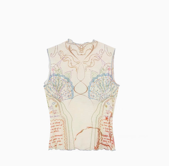 Chaleco de Malla Estampado Océano