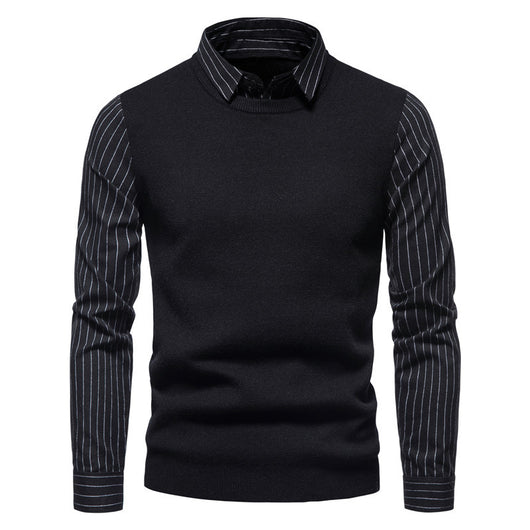 Suéter Tipo Camisa con Solapa - Abrigo Tejido Doble Textura para Hombre Otoño Invierno - Image 4