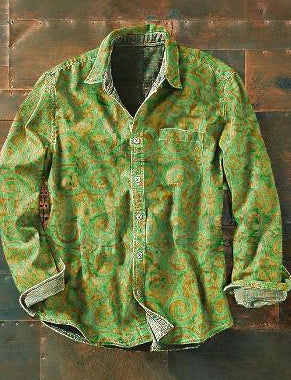 Camisa Manga Larga con Bloques de Color Estampada para Hombre - Image 6