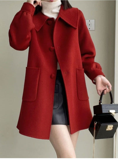Abrigo de Lana Casual Elegante con Cuello Muñeca para Mujer - Image 18