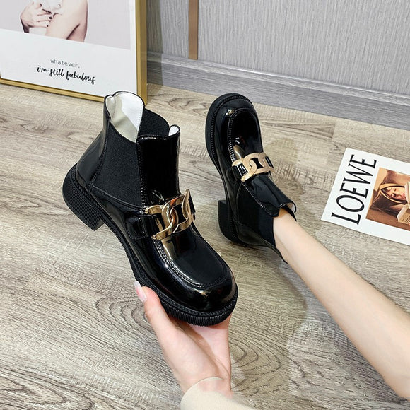 Botines de Tacón Metálico Grueso - Estilo Fashion