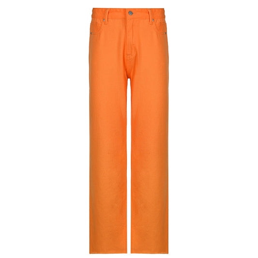 Pantalones Rectos de Cintura Alta en Colores Candy para Mujer
