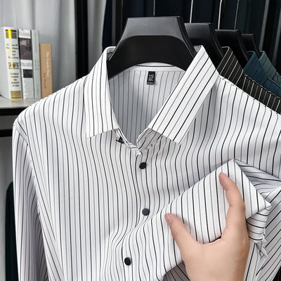 Camisa de Rayas Verticales para Hombre - Primavera y Otoño