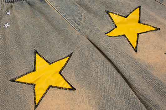 Shorts de Mezclilla con Parche Bordado Pentagrama para Hombre - Image 11
