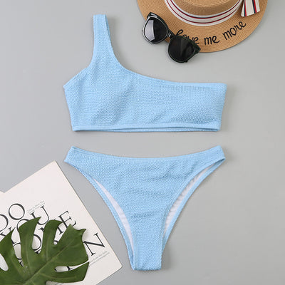 Bikini Asimétrico de Un Hombro con Diseño Ondulado - Image 16