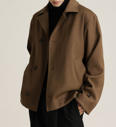 Abrigo Ejecutivo de Cuello Vuelto con Mezcla de Tela Twill para Hombre - Image 12