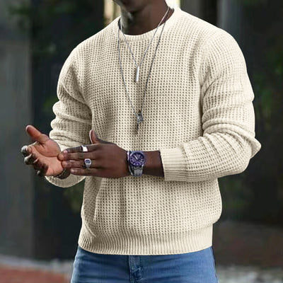 Suéter Pullover Cuello Redondo Manga Larga para Hombre