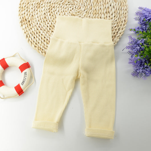 Pantalones de Algodón Liso Cintura Alta para Bebé - Image 9