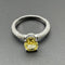 S925 Plateado Cubic Zirconia Yellow Simple Elegant Ring Women Yellow