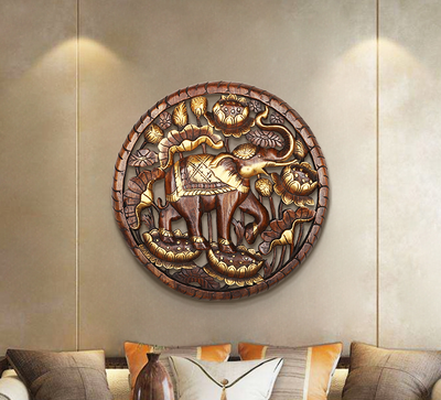 Decoración de Pared Elefante Tailandés en Madera Maciza - Image 9