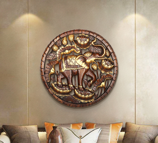 Decoración de Pared Elefante Tailandés en Madera Maciza - Image 9