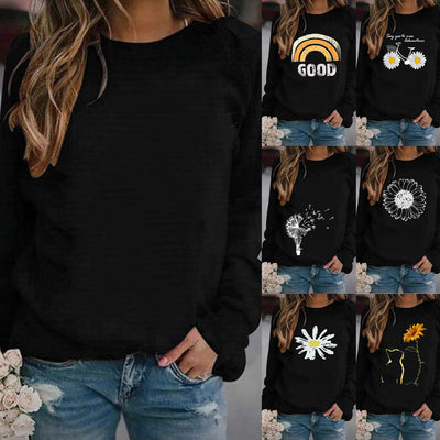Sudadera Mujer Cuello Redondo Suelta Estampada Manga Larga Casual - Image 18