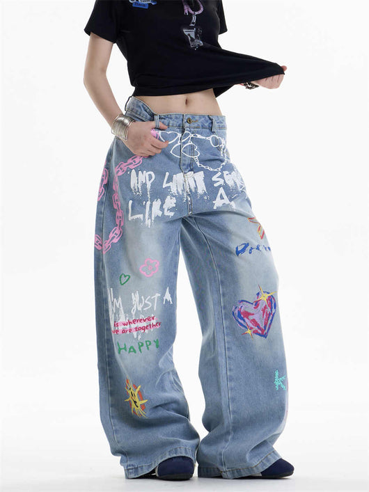 Pantalones Rectos Anchos con Cadena Estampada para Mujer - Image 5