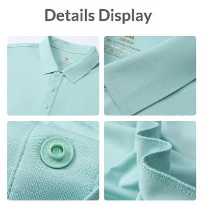 White short-sleeve polo shirt for men, made from a mercerized cotton blend with a three-button placket. - Image 4