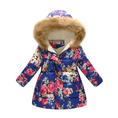 Chaqueta de Algodón Acolchada con Cuello de Pelaje y Capucha - Diseño Cartoon Infantil - Image 5